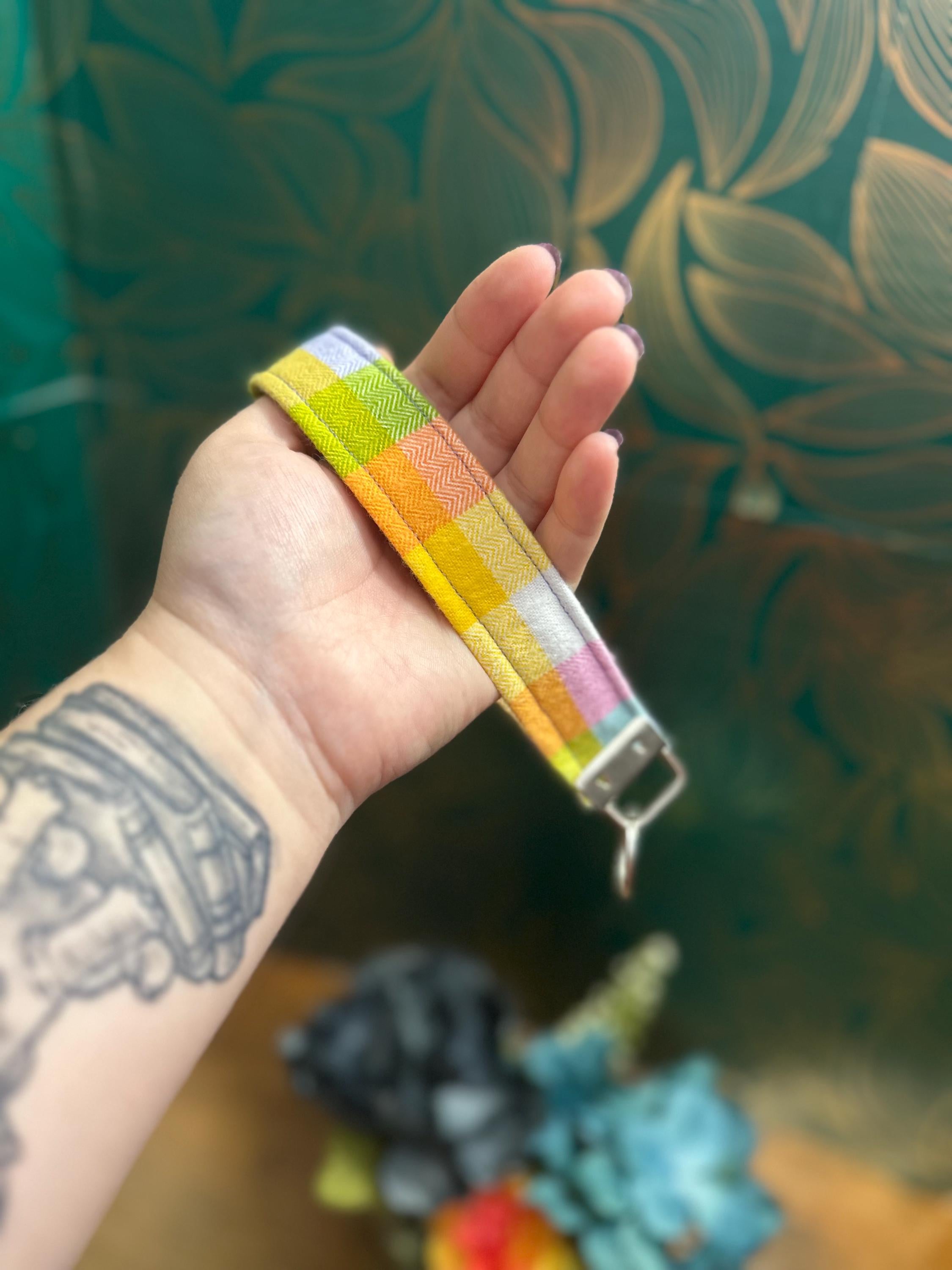 Plaid Wristlet Keychain: Colorful Plaid Key Fob