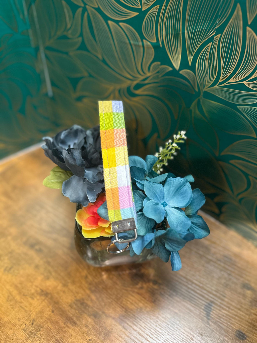 Plaid Wristlet Keychain: Colorful Plaid Key Fob